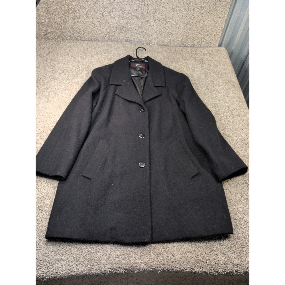 Stephanie Mathews Black Wool Blend Button Front Car Coat Jacket Womens Large